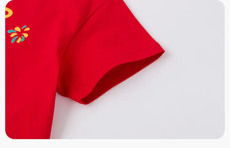 Red Round Neck Kids T-Shirt New Chinese Style — feature 20