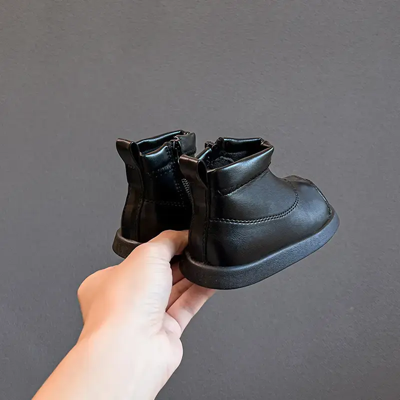 Black Leather Toddler Boots for Girls One-Year-Old — feature 5
