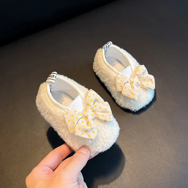 Baby Furry Bow Shoes for Girls 1-3Yr Fleece Lined — feature 9