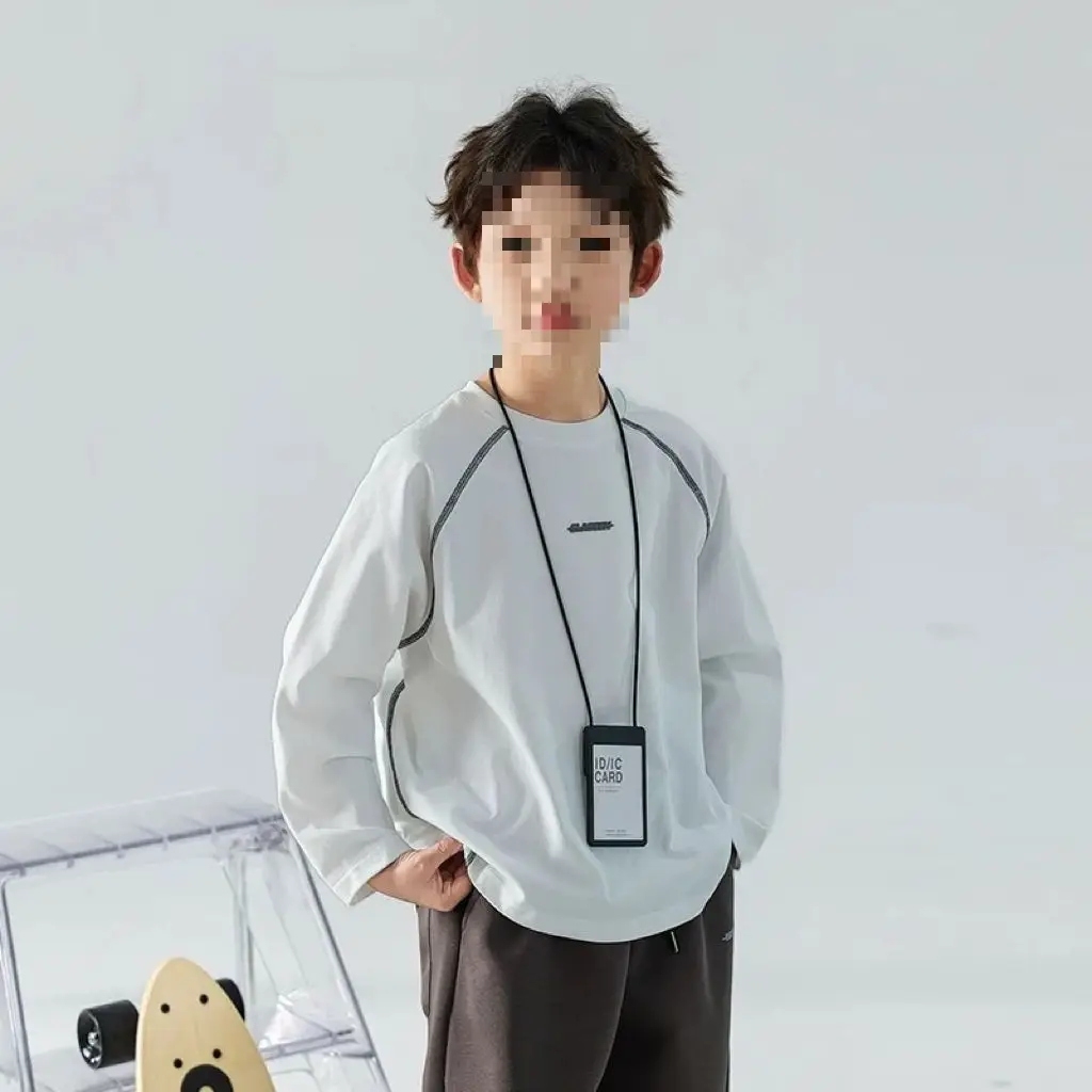 Boys Long Sleeve T-Shirt Grey 2025 Korean Style - Image 6
