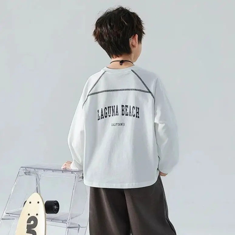 Boys Long Sleeve T-Shirt Grey 2025 Korean Style - Image 7