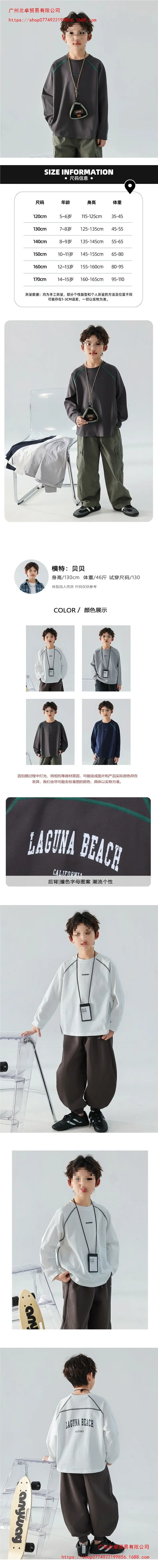 Boys Long Sleeve T-Shirt Grey 2025 Korean Style — feature 1