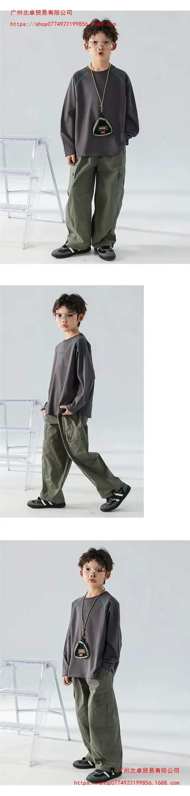 Boys Long Sleeve T-Shirt Grey 2025 Korean Style — feature 3