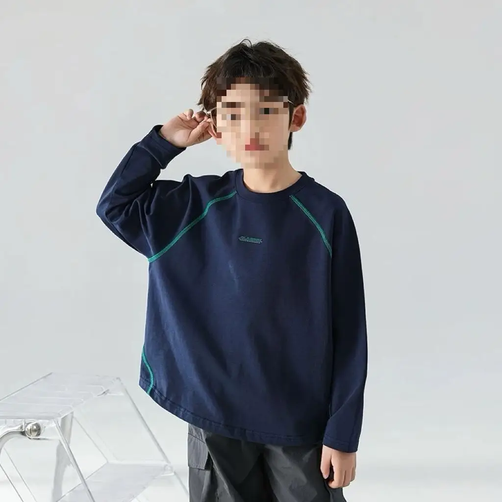 Boys Long Sleeve T-Shirt Grey 2025 Korean Style - Image 2