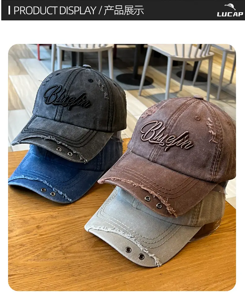 Blue 3D Embroidered Distressed Cap Unisex — feature 5