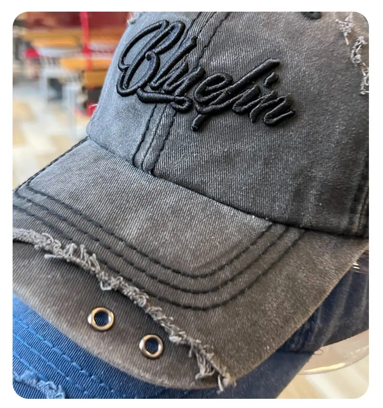 Blue 3D Embroidered Distressed Cap Unisex — feature 6