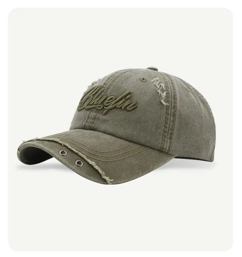 Blue 3D Embroidered Distressed Cap Unisex — feature 7