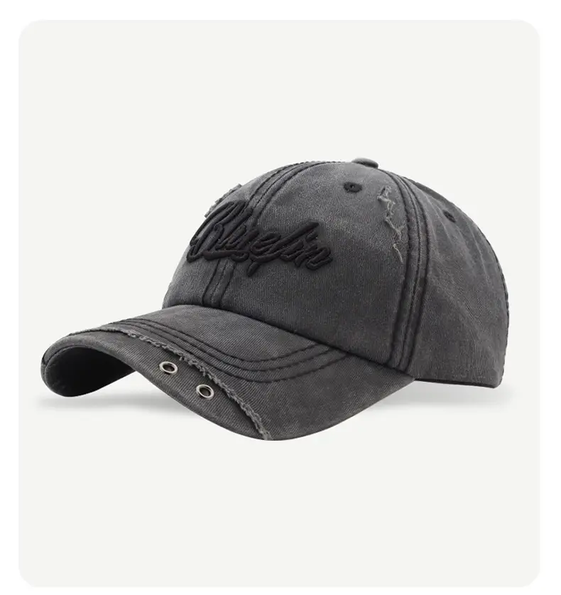 Blue 3D Embroidered Distressed Cap Unisex — feature 8