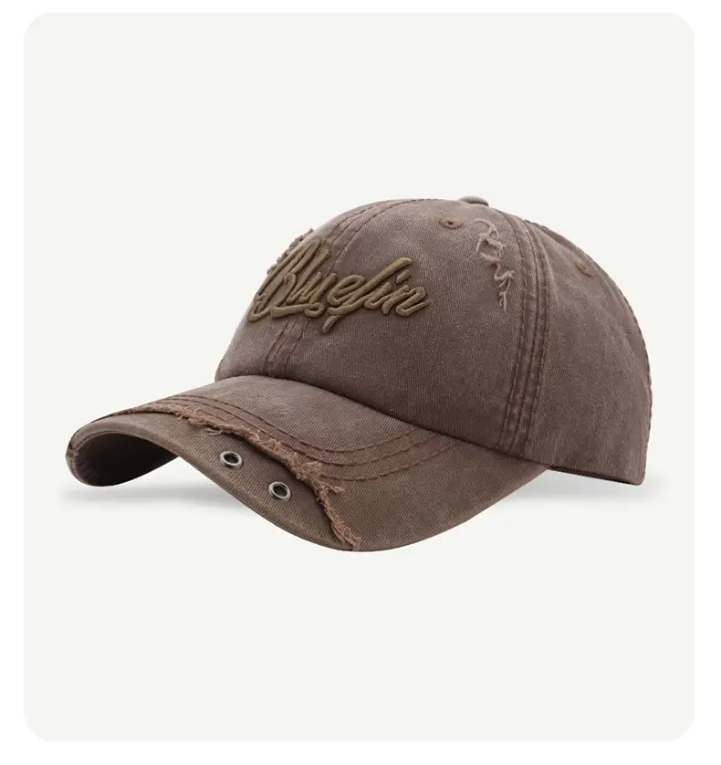 Blue 3D Embroidered Distressed Cap Unisex — feature 9