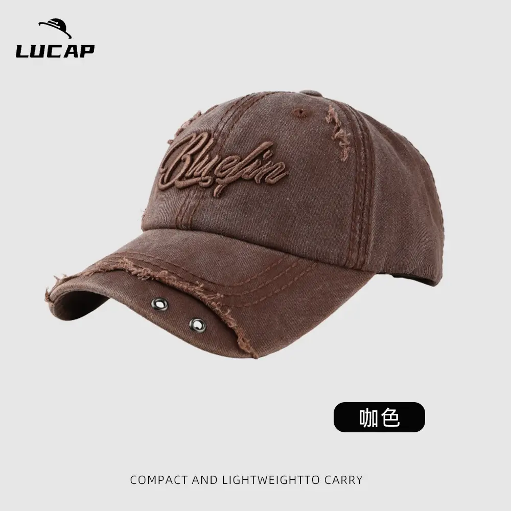 Blue 3D Embroidered Distressed Cap Unisex - Image 2
