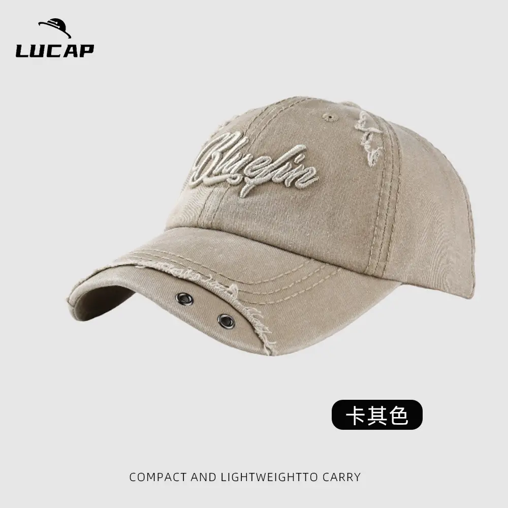 Blue 3D Embroidered Distressed Cap Unisex - Image 3