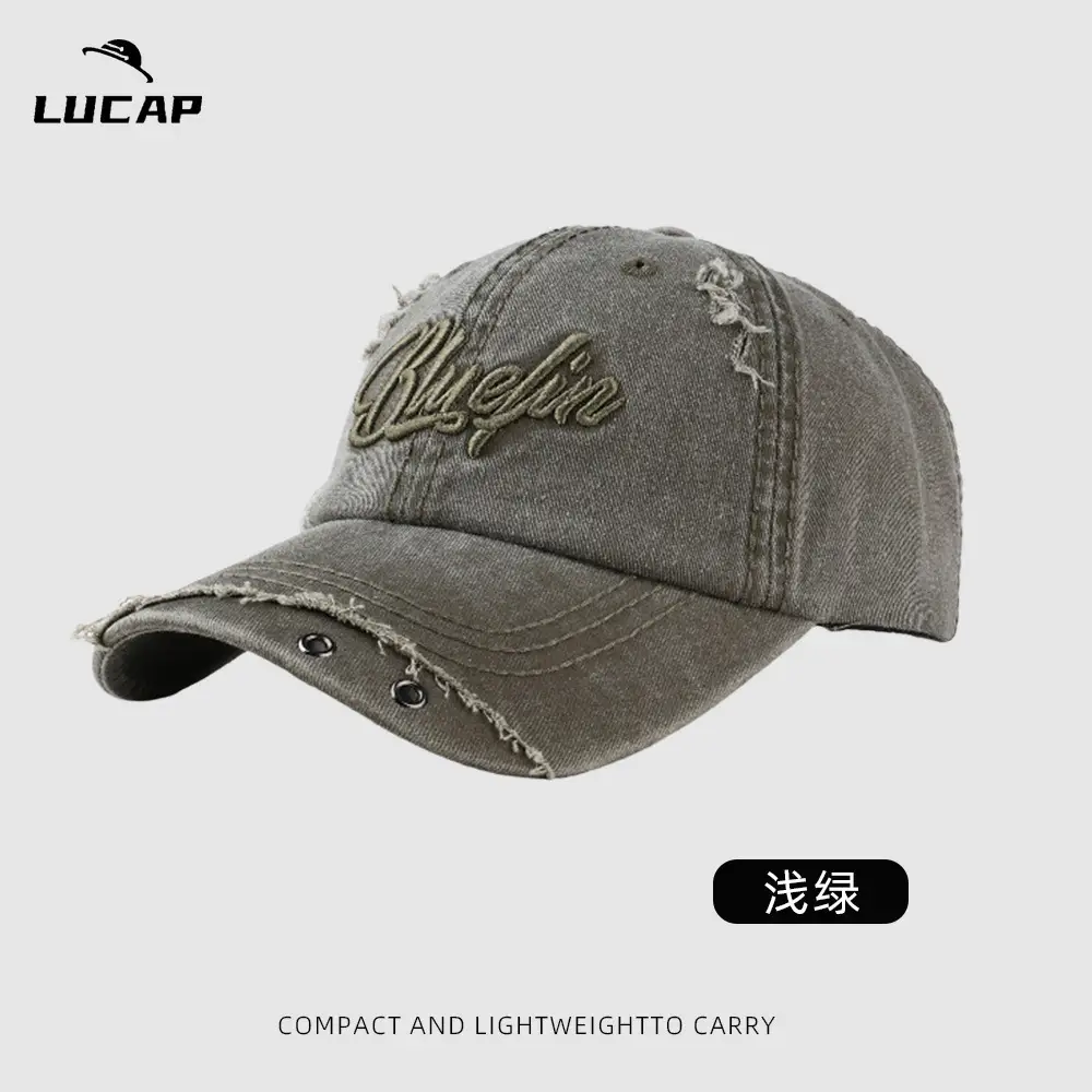 Blue 3D Embroidered Distressed Cap Unisex - Image 5