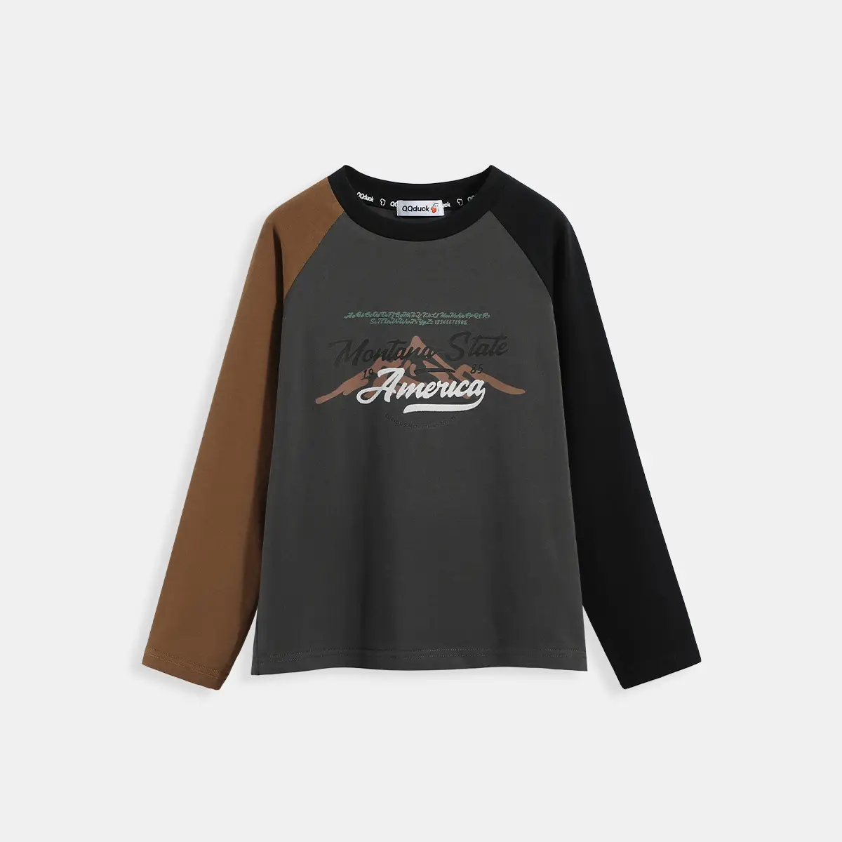Long Sleeve T-Shirt Black Brown American Flag Print - Image 7