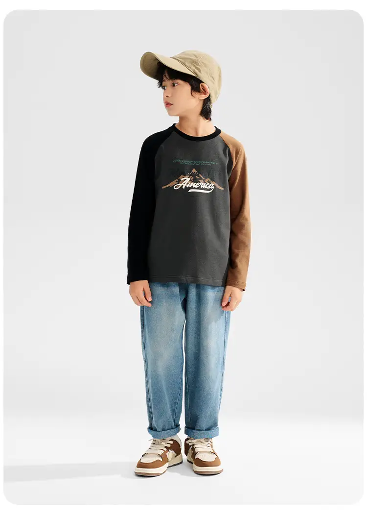 Long Sleeve T-Shirt Black Brown American Flag Print — feature 20
