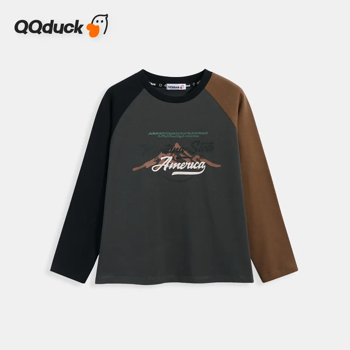 Long Sleeve T-Shirt Black Brown American Flag Print - Image 2