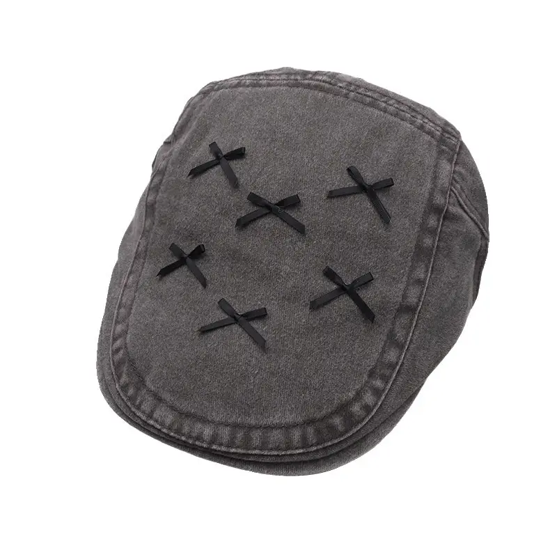 Korean Style Forward Hat with Bowknot Y2K Women's Spring Summer Fashion Versatile Casual Face-Slimming Newsboy Beret