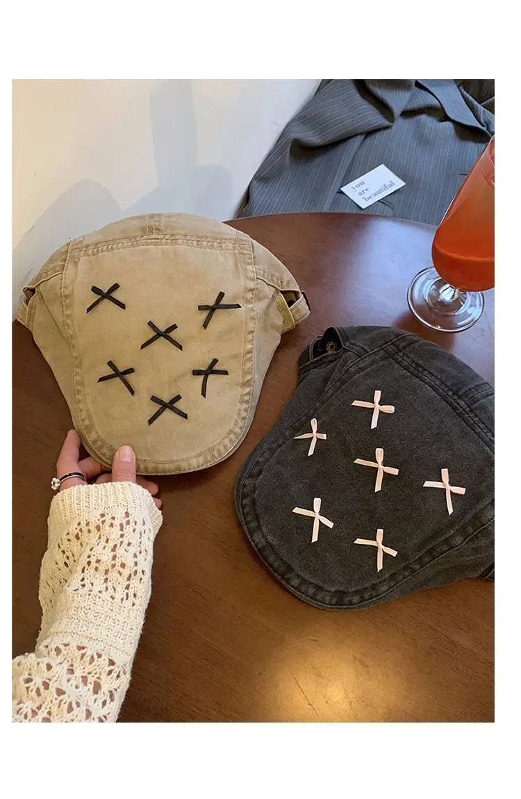 Korean Style Forward Hat with Bowknot Y2K Women's Spring Summer Fashion Versatile Casual Face-Slimming Newsboy Beret — feature 15