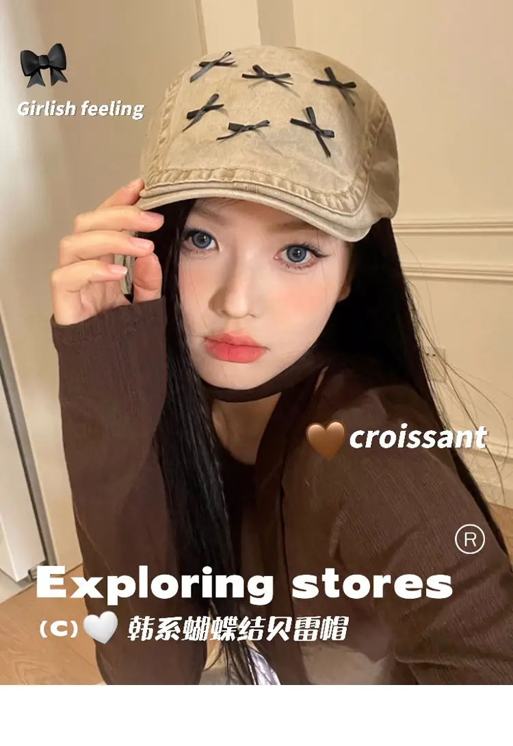 Korean Style Forward Hat with Bowknot Y2K Women's Spring Summer Fashion Versatile Casual Face-Slimming Newsboy Beret — feature 2
