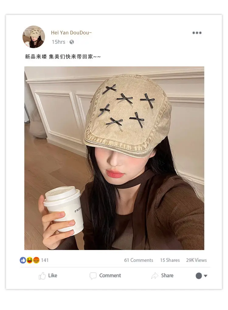 Korean Style Forward Hat with Bowknot Y2K Women's Spring Summer Fashion Versatile Casual Face-Slimming Newsboy Beret — feature 4