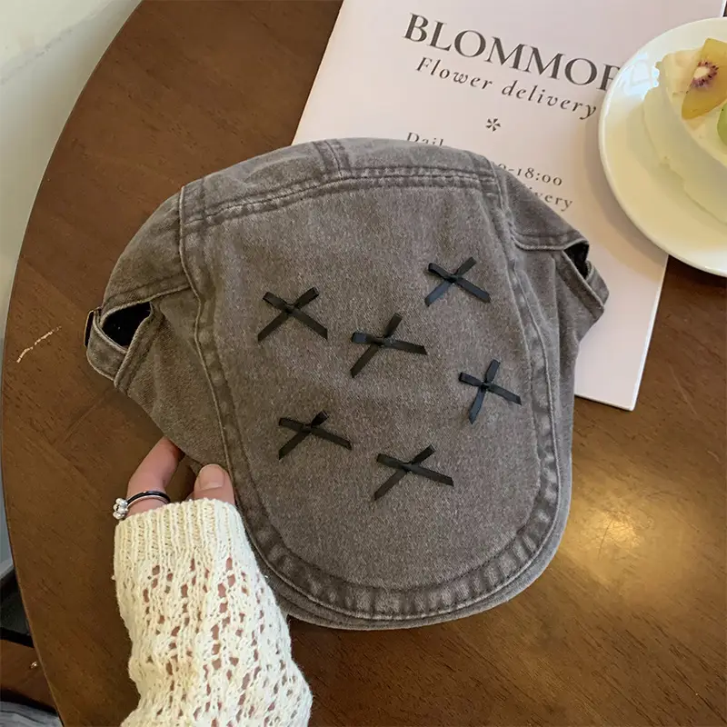 Korean Style Forward Hat with Bowknot Y2K Women's Spring Summer Fashion Versatile Casual Face-Slimming Newsboy Beret