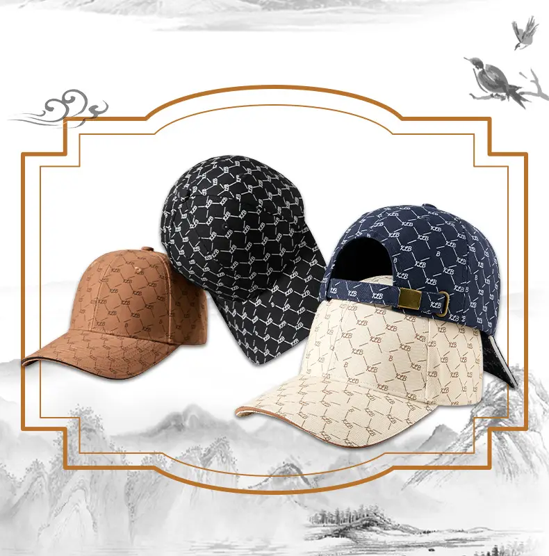 Men Cotton Printed Baseball Cap Brown Sun Hat — feature 10
