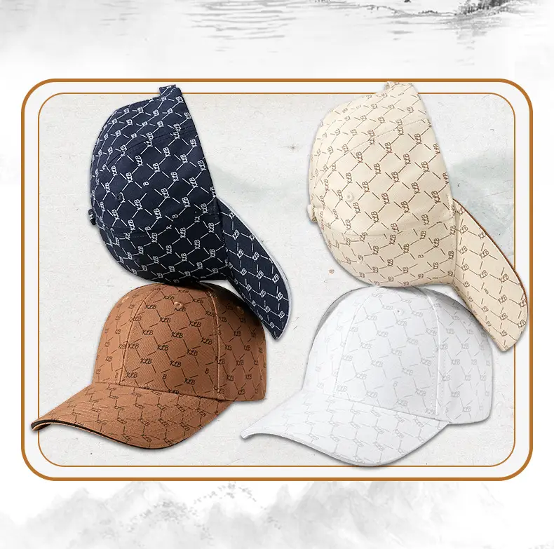 Men Cotton Printed Baseball Cap Brown Sun Hat — feature 11