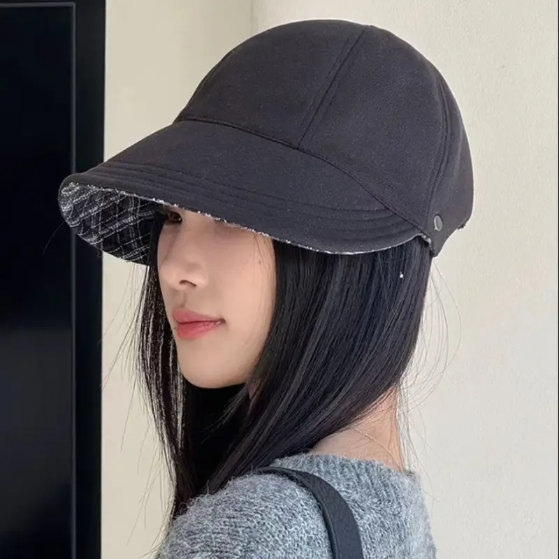 Double Sided Plaid Sun Hat for Women Autumn Winter — feature 19