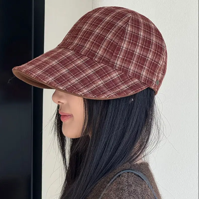 Double Sided Plaid Sun Hat for Women Autumn Winter — feature 20