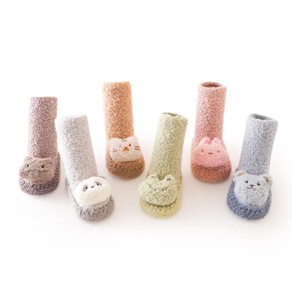 Newborn Baby Socks & Shoes Coral Velvet 0-3M - Image 8