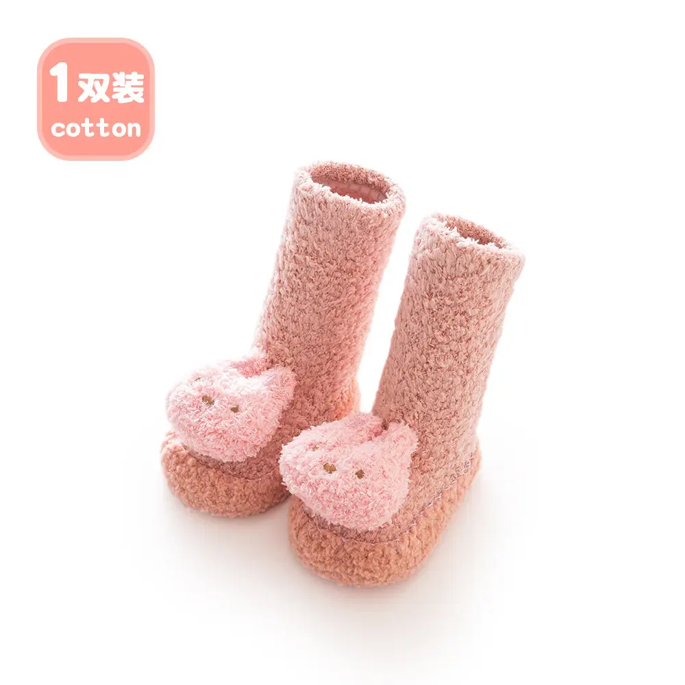 Newborn Baby Socks & Shoes Coral Velvet 0-3M - Image 3