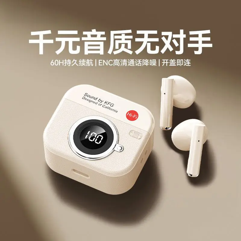 Retro Camera New Semi-In-Ear Wireless Bluetooth Headset Sports Noise Reduction Non-In-Ear Long Battery Life