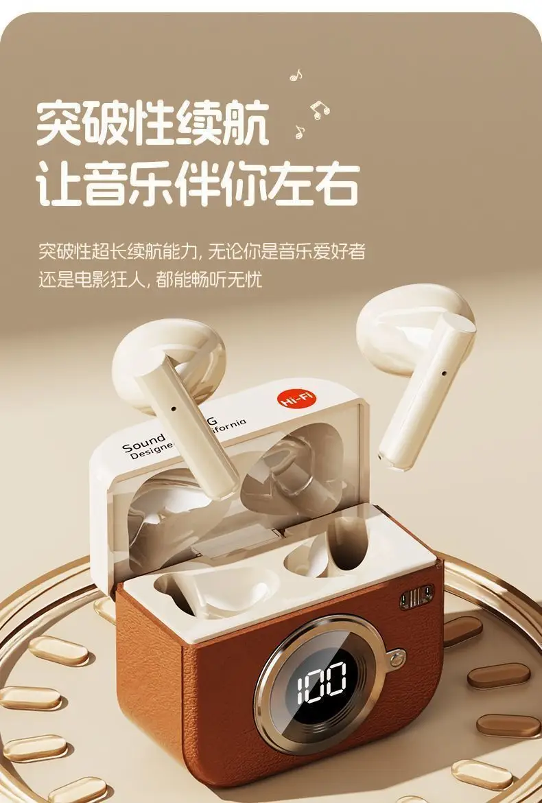 Retro Camera New Semi-In-Ear Wireless Bluetooth Headset Sports Noise Reduction Non-In-Ear Long Battery Life — feature 20