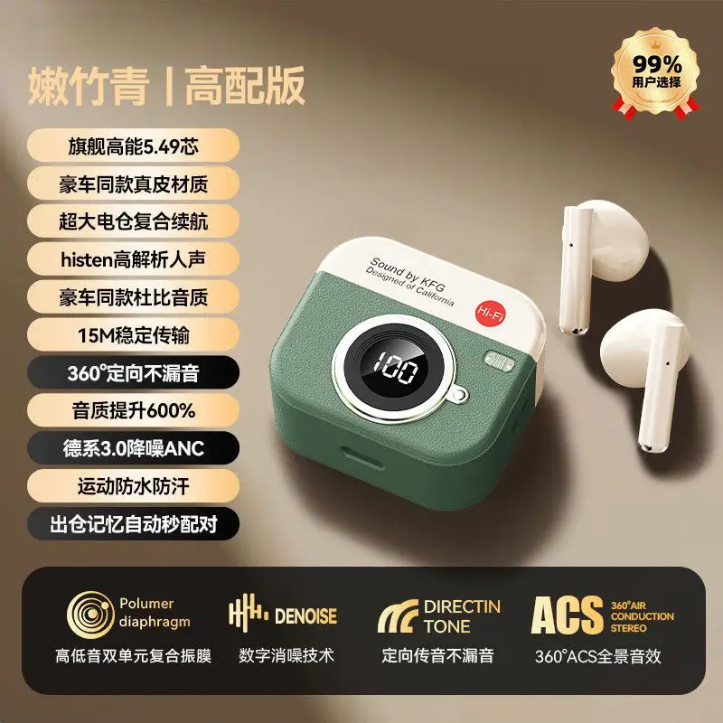 Retro Camera New Semi-In-Ear Wireless Bluetooth Headset Sports Noise Reduction Non-In-Ear Long Battery Life