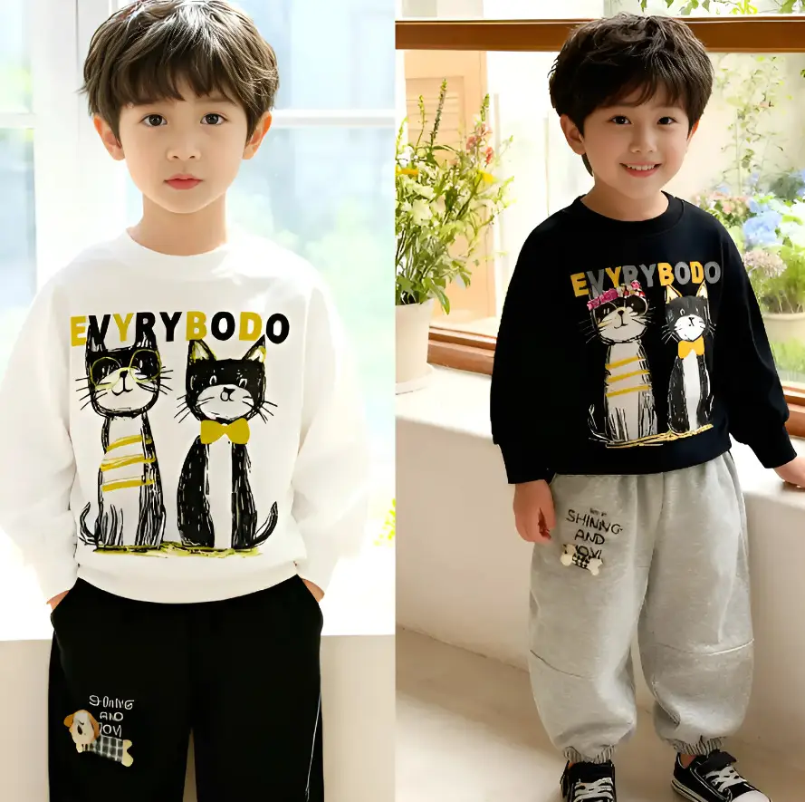 Kids Grey Hoodie Pants Set Cotton 2025 — feature 1