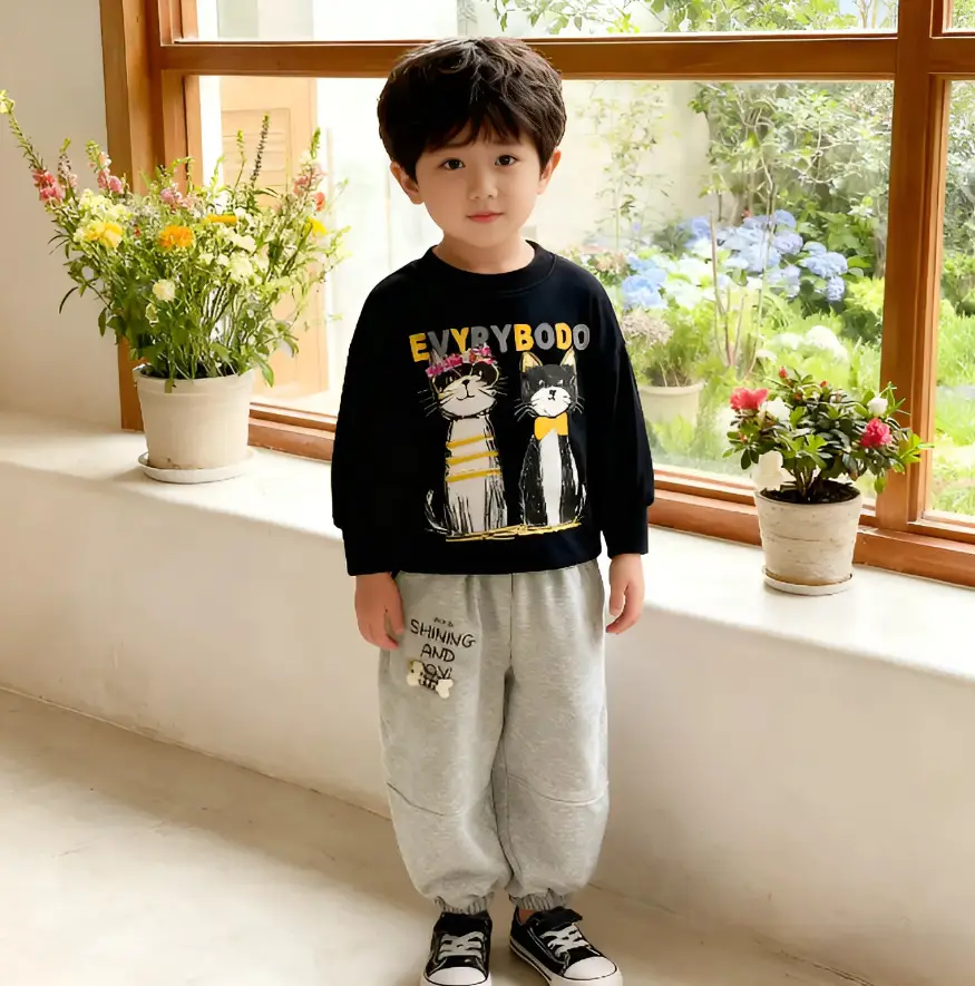 Kids Grey Hoodie Pants Set Cotton 2025 — feature 4