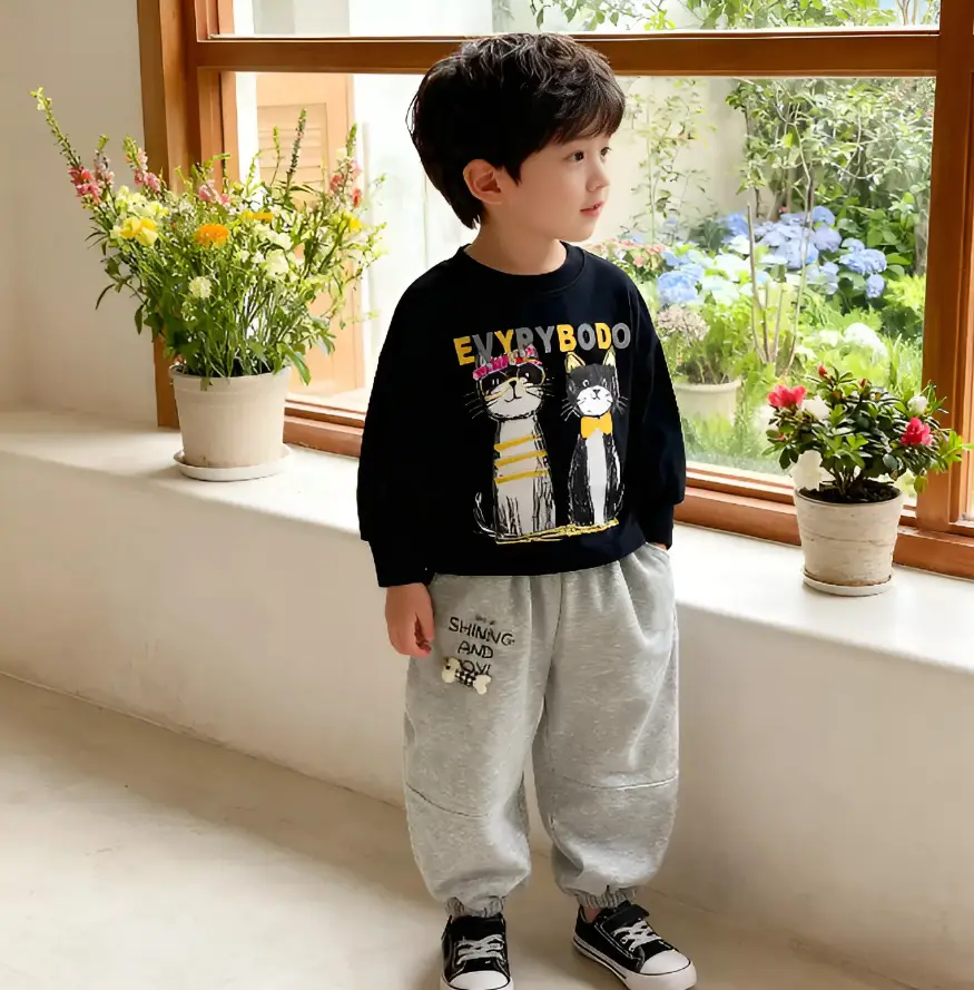 Kids Grey Hoodie Pants Set Cotton 2025 — feature 5