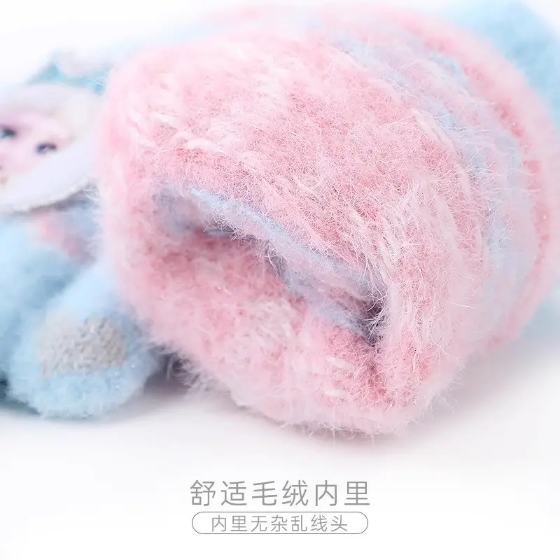 Wool Earmuffs Full-Finger Winter Girls Five-Finger Elsa Princess Kidsren's Frozen Primary School Warm Suit