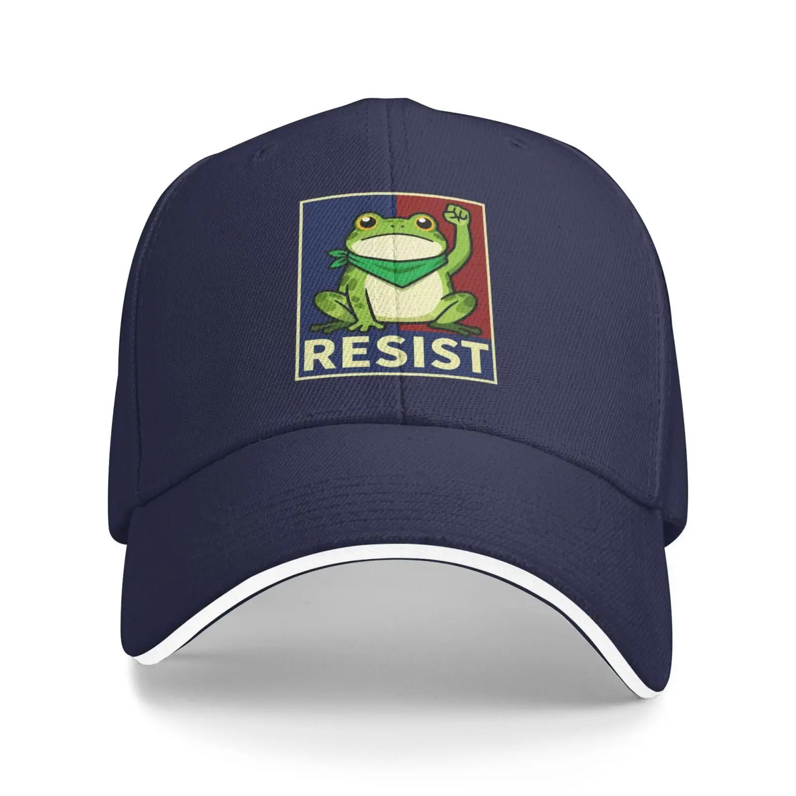 Navy Blue Resist Frog Cap Graphic Design - Image 4