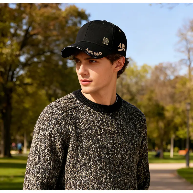 Men's Black Fleece Lined Baseball Cap Winter Warm — feature 3