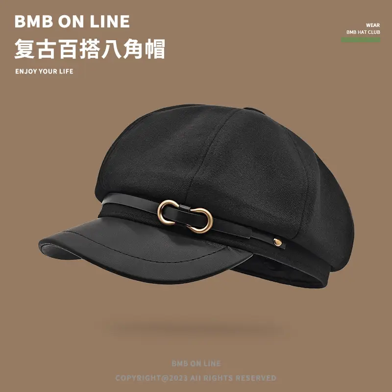 Tweed Plaid Beret Hat for Women British Style - Image 7