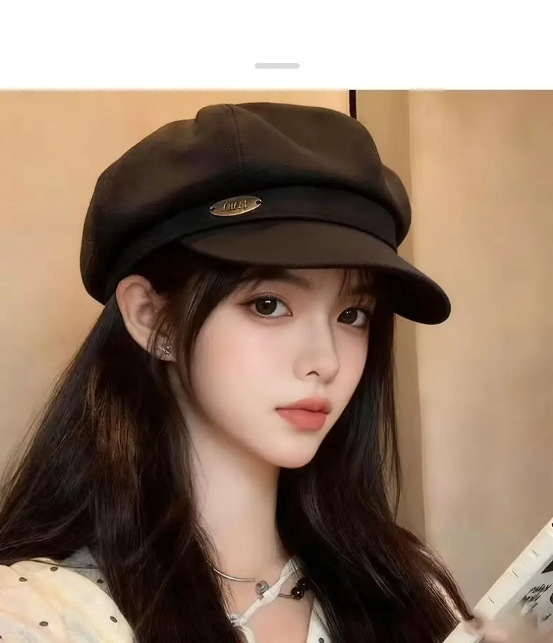 Women's Korean Style Miu Beret Face-Slimming Wig Cap Large Head — feature 7