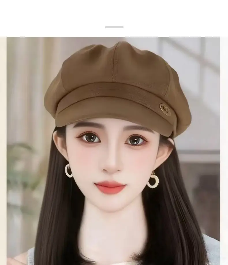 Women's Korean Style Miu Beret Face-Slimming Wig Cap Large Head — feature 8