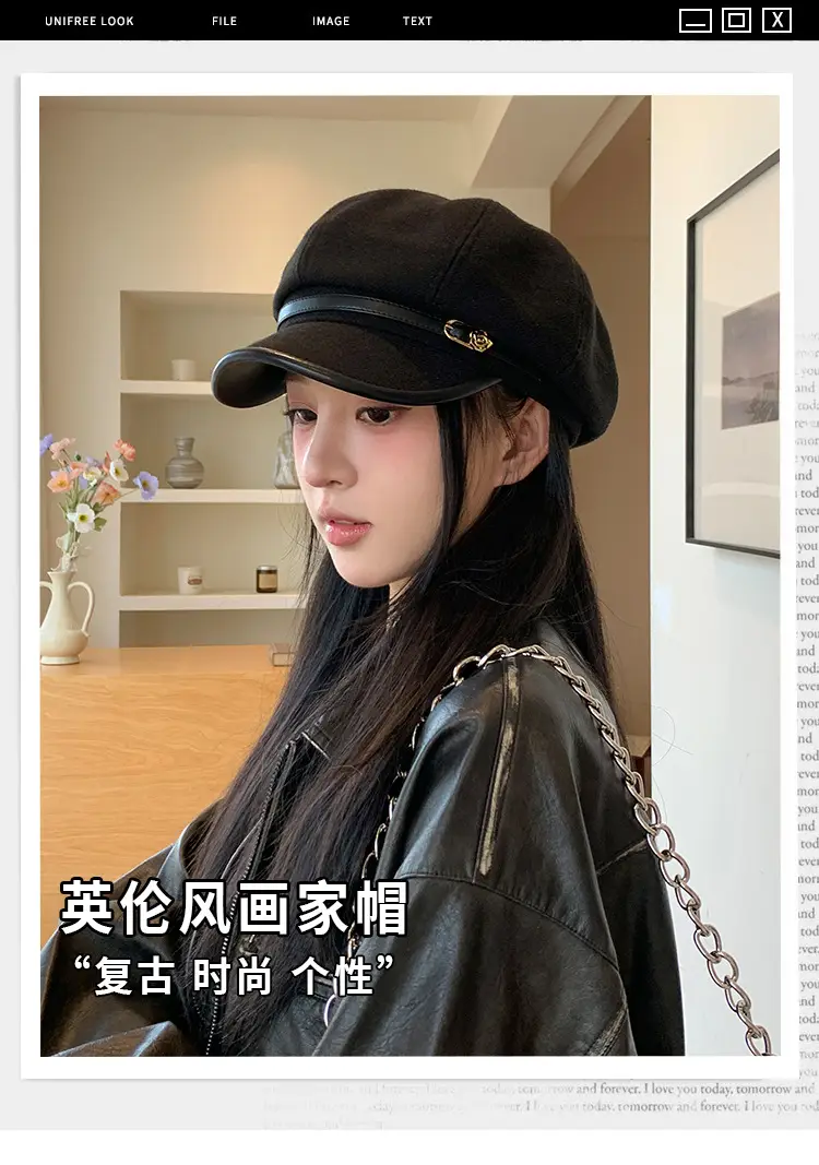 Japanese Retro Black Beret Hat for Women — feature 1