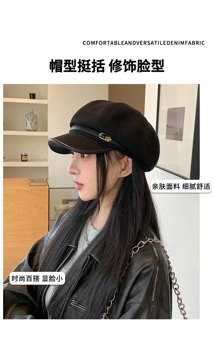 Japanese Retro Black Beret Hat for Women — feature 2