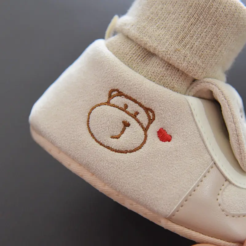 Jingqi Baby Boy's Velvet Step-In Shoes 2025 Winter Warm Socks 3-6M