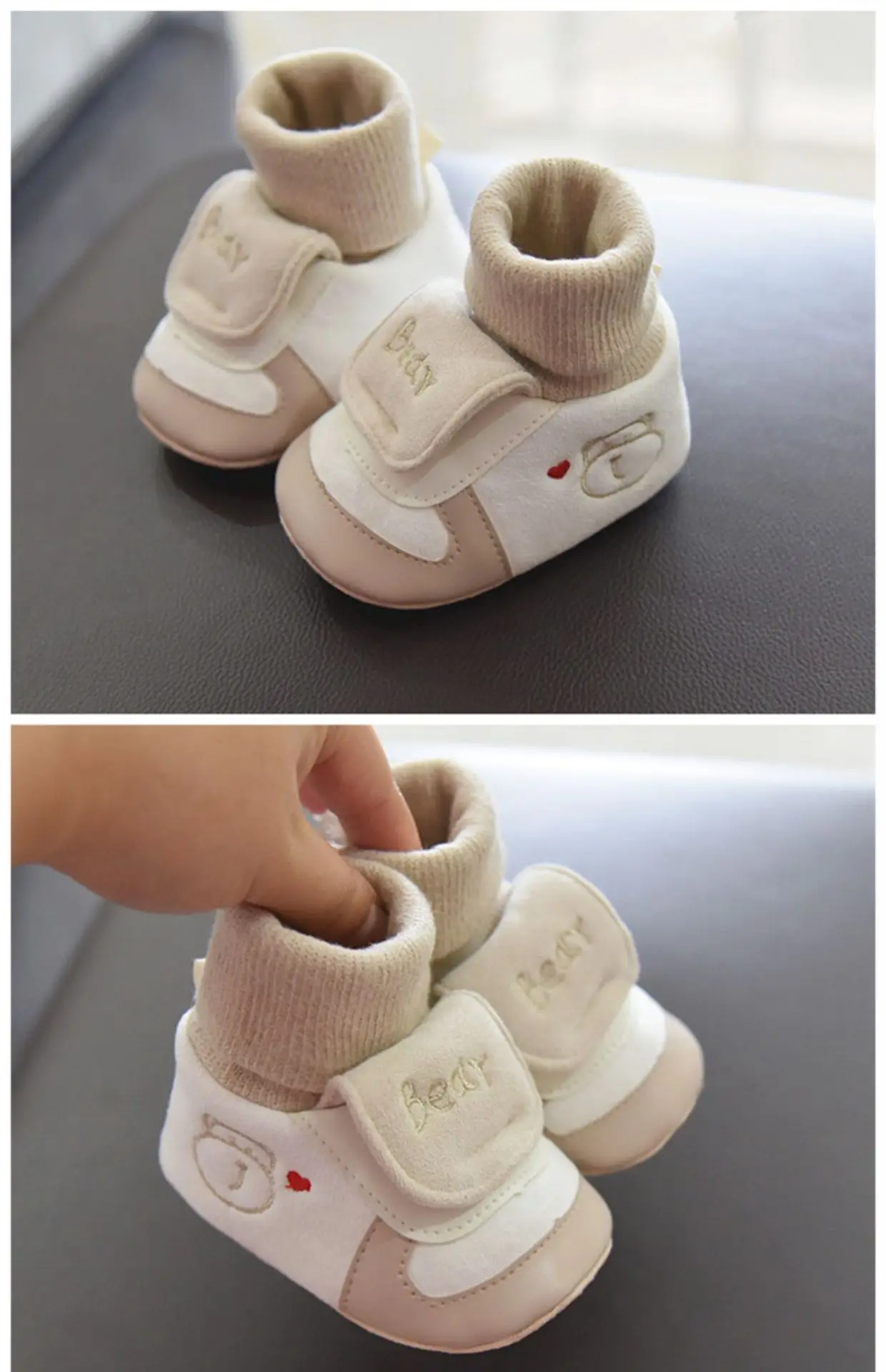 Jingqi Baby Boy's Velvet Step-In Shoes 2025 Winter Warm Socks 3-6M — feature 5