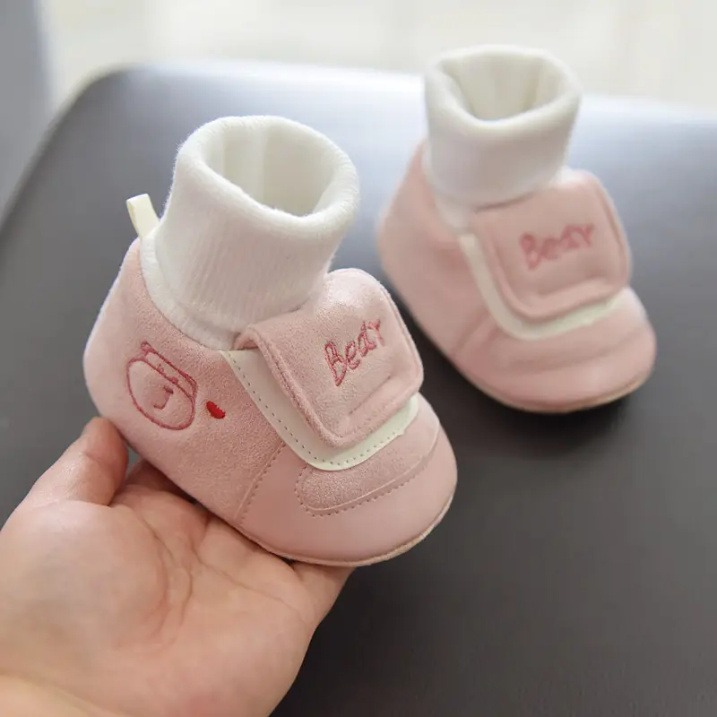 Jingqi Baby Boy's Velvet Step-In Shoes 2025 Winter Warm Socks 3-6M