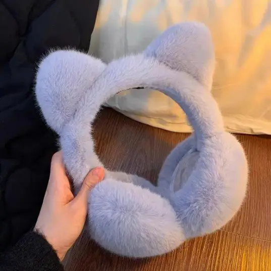 New Winter Earmuffs, Cute and Warm, Cat Ear Style, Plush Ear Protectors for Cycling, Anti-Freeze and Cold-Proof, Foldable