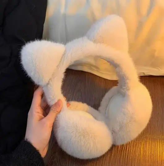 New Winter Earmuffs, Cute and Warm, Cat Ear Style, Plush Ear Protectors for Cycling, Anti-Freeze and Cold-Proof, Foldable