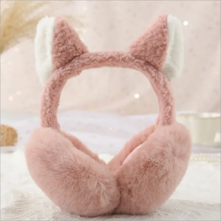 New Winter Earmuffs, Cute and Warm, Cat Ear Style, Plush Ear Protectors for Cycling, Anti-Freeze and Cold-Proof, Foldable